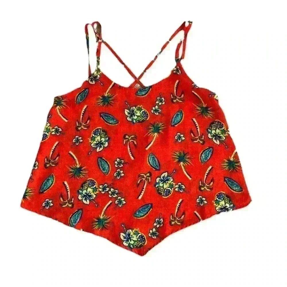 Freebird Cropped Top Tropical Print Size Small
